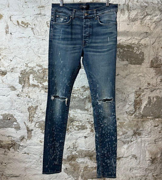 Amiri Plain Dark Blue Shotgun Denim Jeans Sz 32