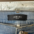 Amiri MX1 Green Suede Light Blue Denim Jeans Sz 32