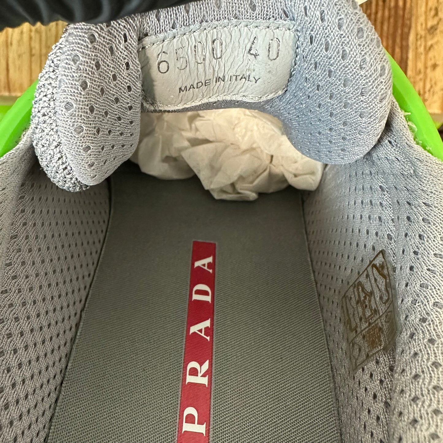 Prada Americas Cup Green Rubber Sneaker Sz 7 (40) DS