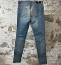 Amiri MX1 Brown Acid Patch Blue Denim Jeans Sz 33