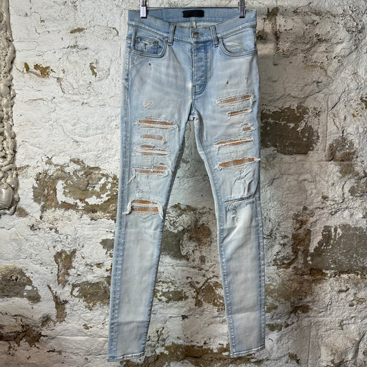 Amiri MX1 Orange Tie Dye Light Blue Thrasher Denim Jeans Sz 29