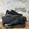 Prada Americas Cup Triple Black Patent Sneaker Sz 11