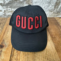 Gucci Embroidered Red Spell Hat Black Sz M