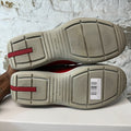 Prada Americas Cup Vintage Red Leather Strap Grey Sneaker Sz 8