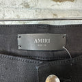 Amiri Leather Stagger Spell Waxed Black Denim Jeans Sz 34