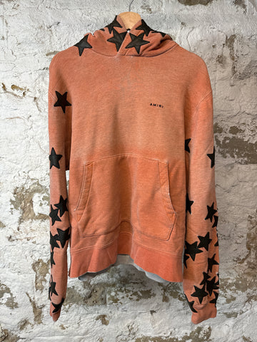 Amiri Black Star Faded Orange Hoodie Sz S