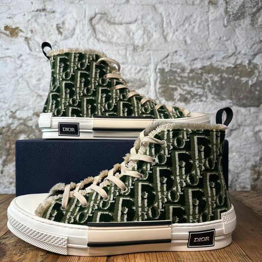 Dior B23 High Green Tapestry Oblique White Sneaker Sz 12 (45)