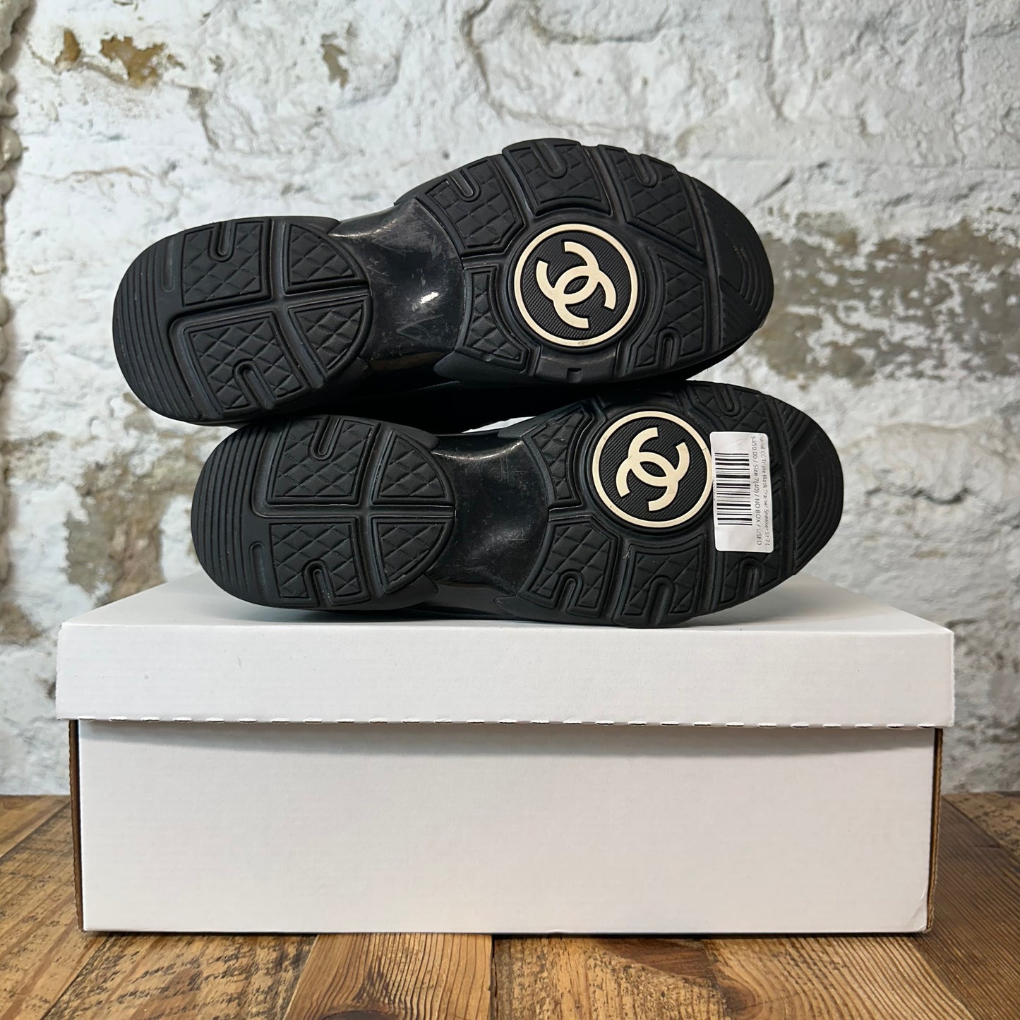 Chanel CC Triple Black Trainer Sneaker Sz 7 (40)