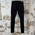 Amiri MX1 Black Leather Thrasher Black Denim Jeans Sz 29