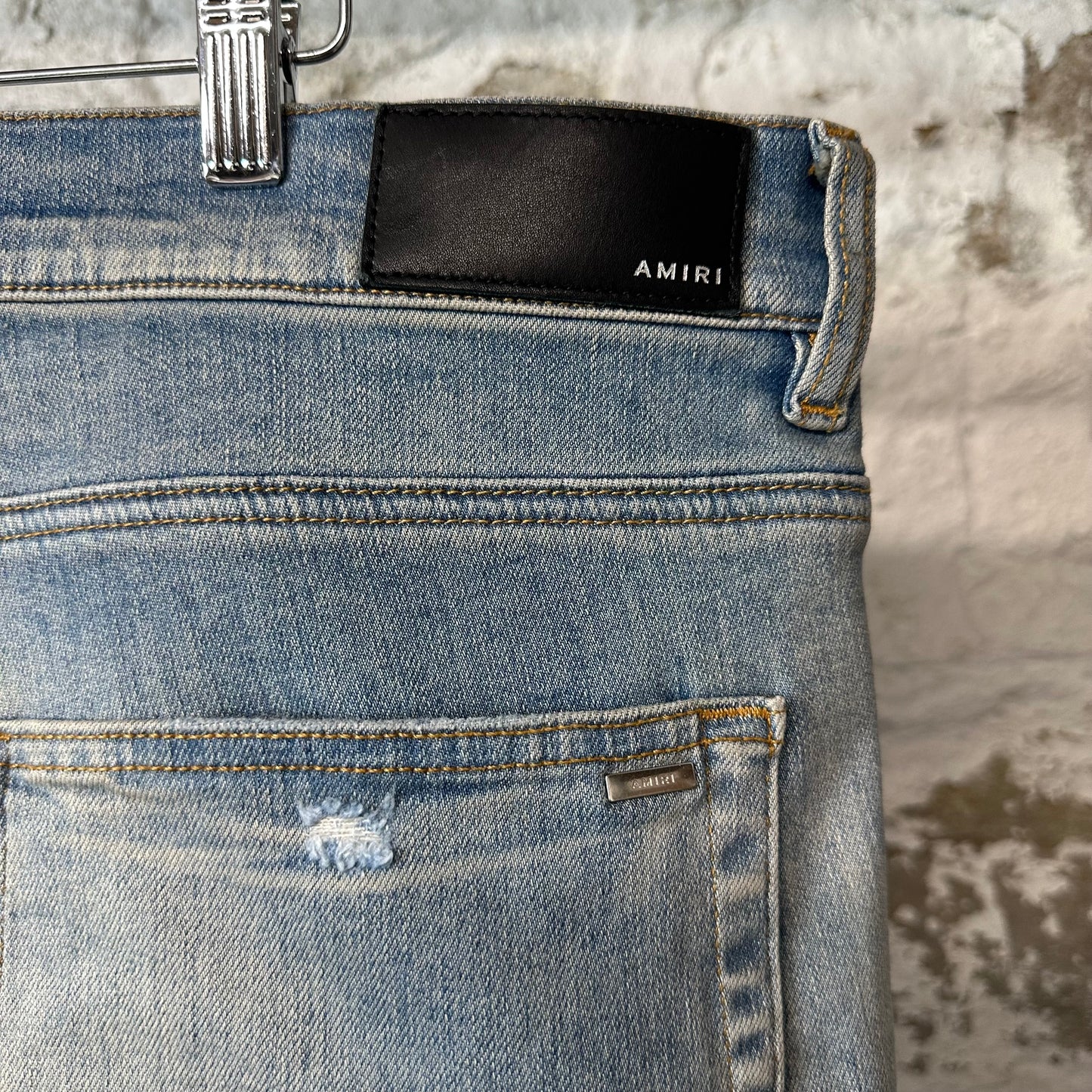 Amiri Red Bones Blue Denim Jeans Sz 38