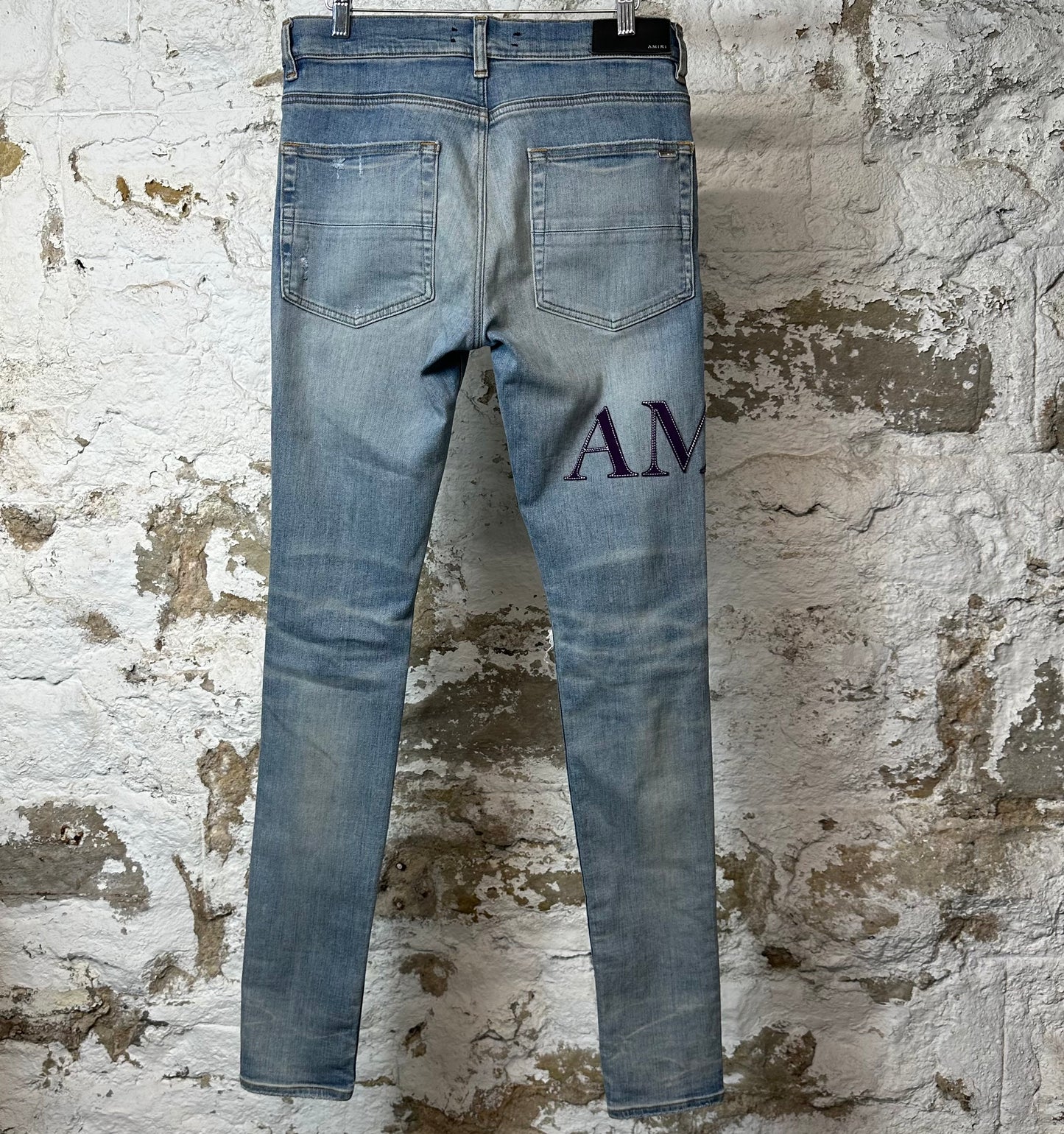 Amiri Purple Old English Blue Denim Jeans Sz 31