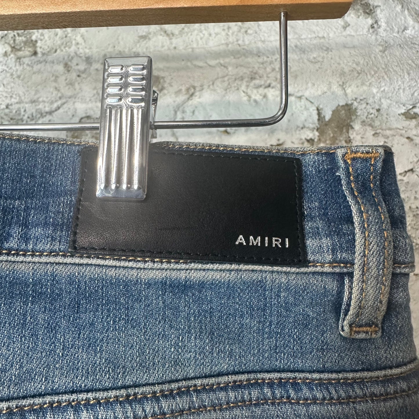 Amiri Green Camo Bones Blue Denim Jeans Sz 31