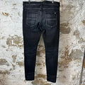Amiri MX1 Black White Woven Black Denim Jeans Sz 38
