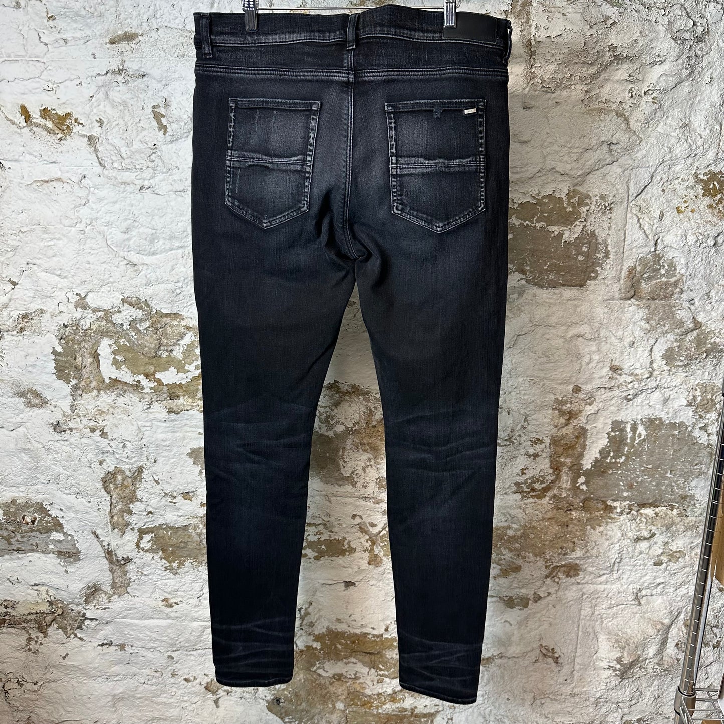 Amiri MX1 Black White Woven Black Denim Jeans Sz 38