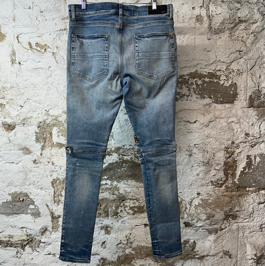 Amiri MX2 Yellow Brown Patch Blue Denim Jeans Sz 34