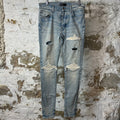 Amiri MX1 Cream Suede Blue Denim Jeans Sz 30