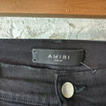 Amiri MX1 Black Leather Black Denim Jeans Sz 34