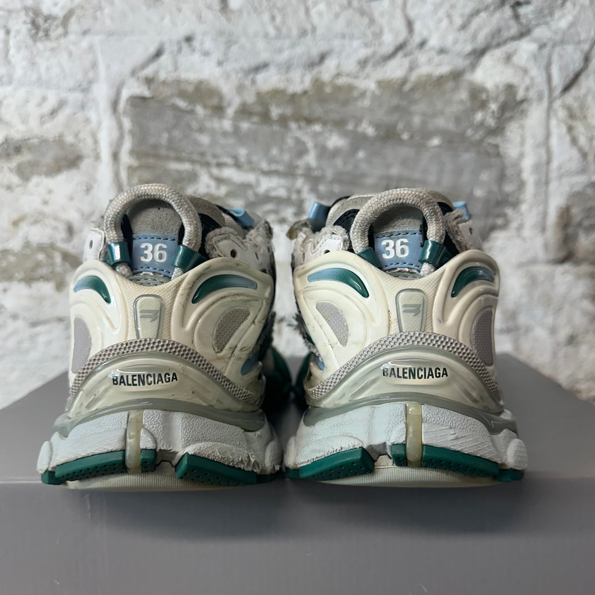Balenciaga Runner White Green Blue Sneaker Sz 4.5 (36)