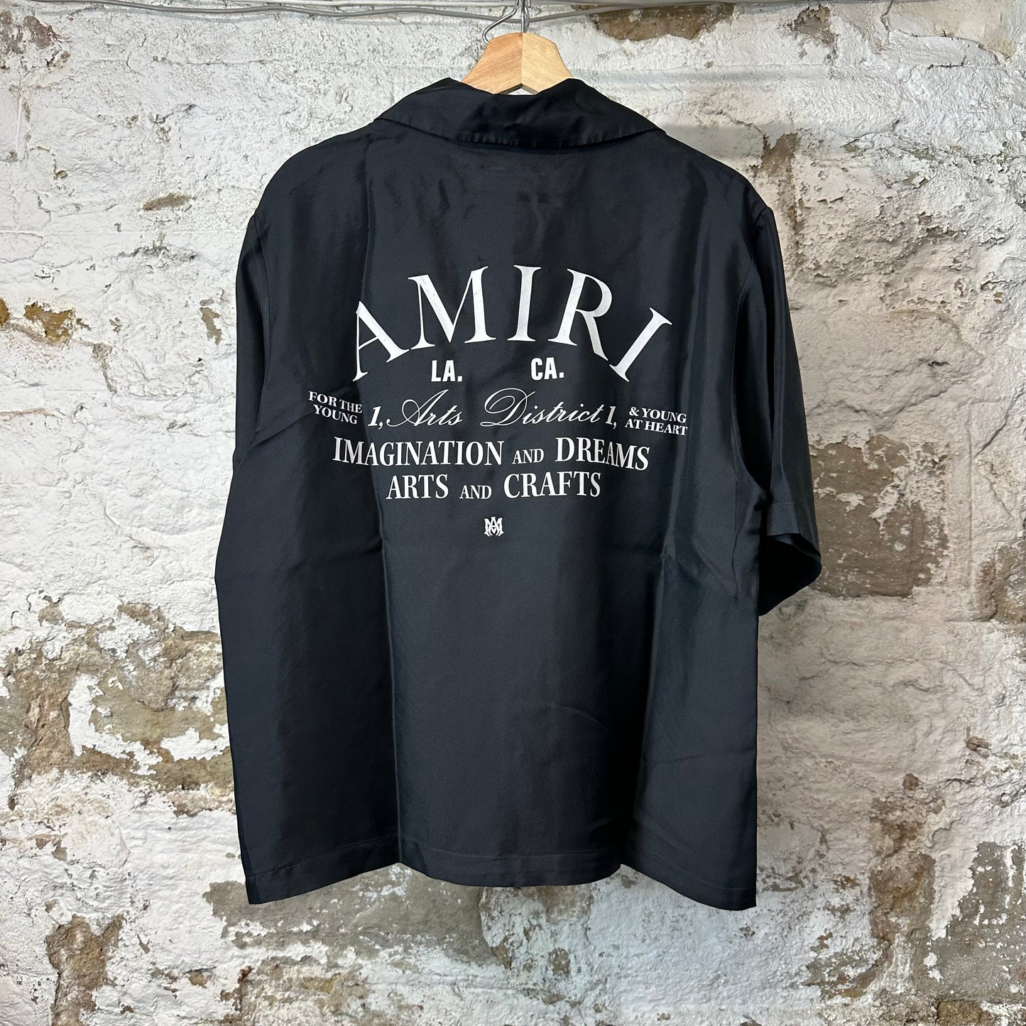 Amiri Arts District Black Silk Button Up Shirt Sz L