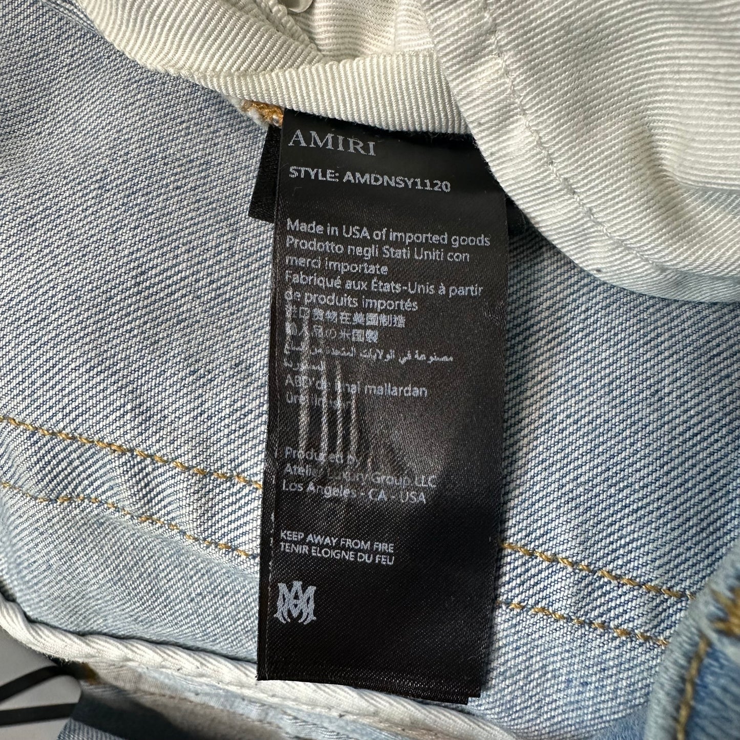 Amiri MX1 Yellow Suede Blue Denim Jeans Sz 30