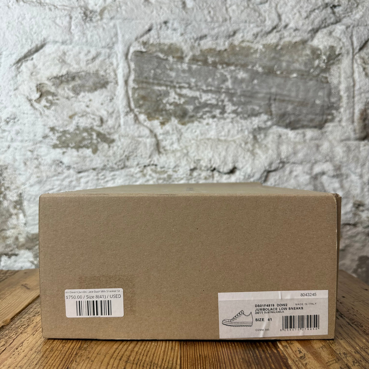 Rick Owens Jumbo Lace Dust Milk Sneaker Sz 8 (41)