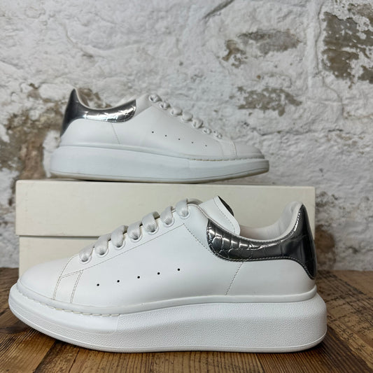 Alexander Mcqueen Silver Croc Tab White Sneaker Sz 8.5 (41.5)