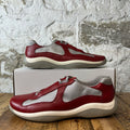 Prada Americas Cup Vintage Red Leather Grey Sneaker Sz 11