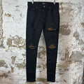 Amiri MX1 Brown Suede Black Denim Jeans Sz 32