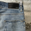 Amiri MX2 Brown Yellow Patch Blue Denim Jeans Sz 28