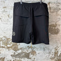 Rhude White Spellout Black Nylon Shorts Sz XL