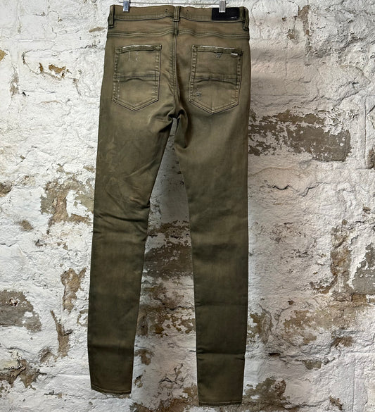 Amiri MX1 Orange Paisley Green Denim Jeans Sz 31