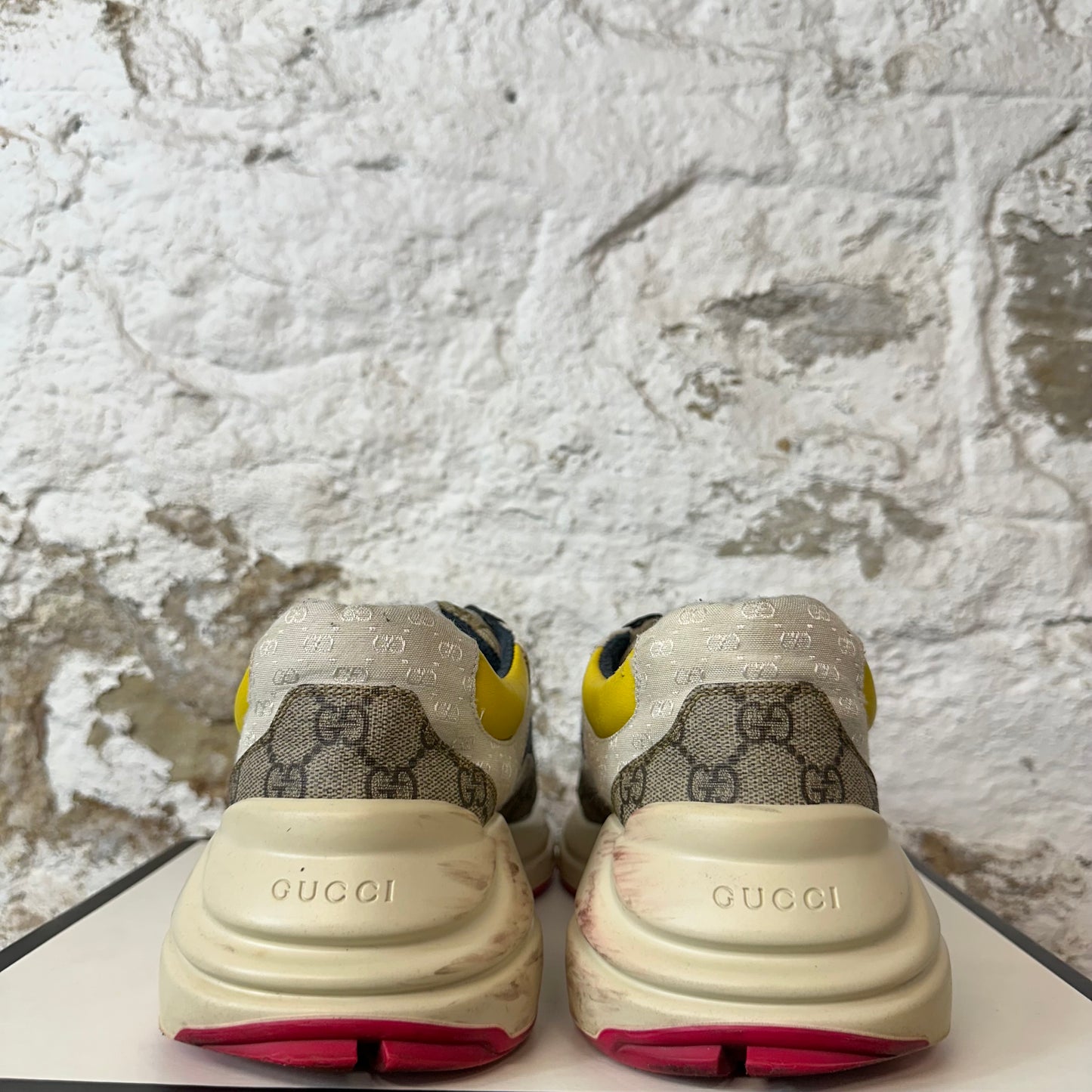 Gucci Rython Navy Yellow White Sneaker Sz 9.5