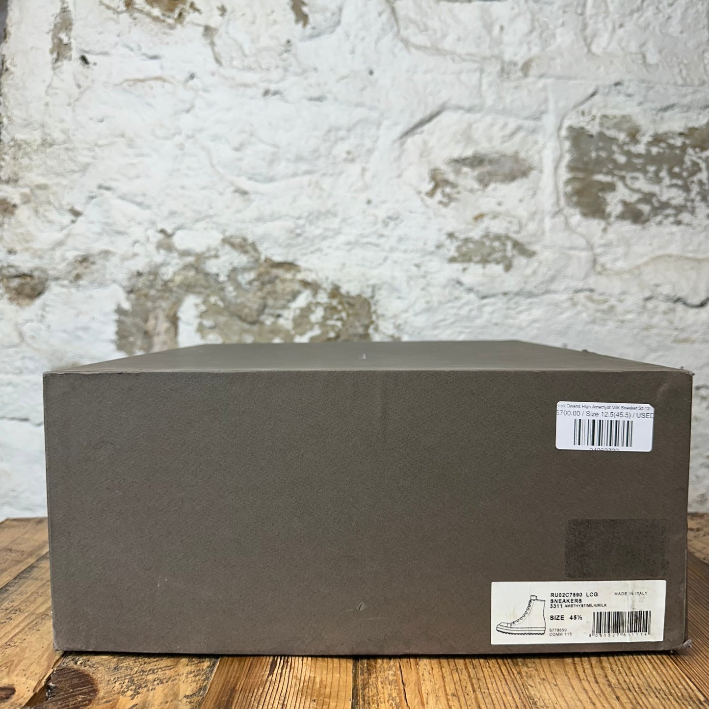 Rick Owens High Amethyst Milk Sneaker Sz 12.5 (45.5)