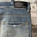 Amiri Distressed Side Spell Blue Denim Jeans Sz 36
