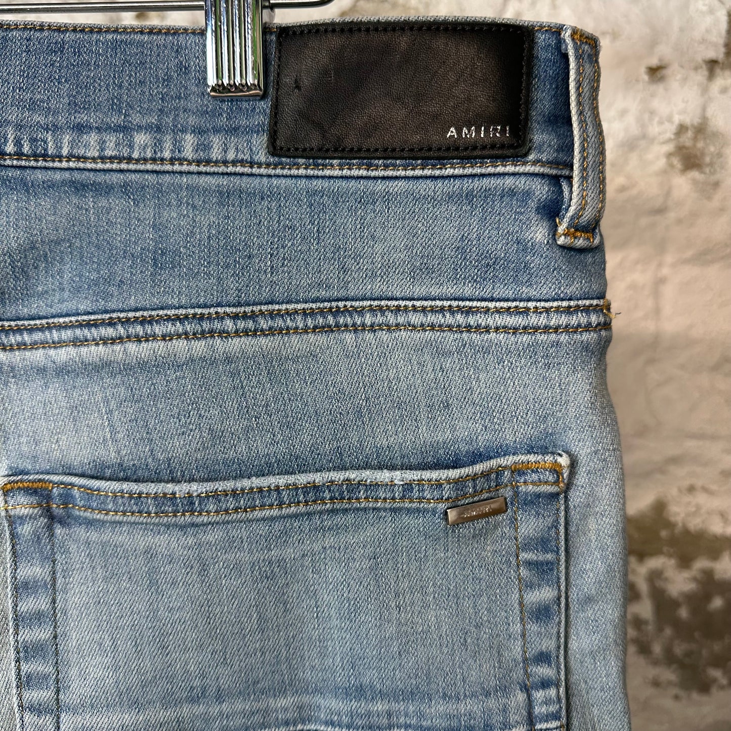 Amiri MX1 Blue Suede Blue Denim Jeans Sz 36