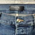 Amiri MX1 Orange Suede Dark Blue Denim Jeans Sz 34