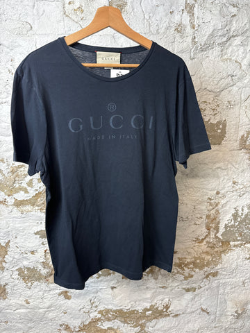 Gucci Spellout Navy T-shirt Sz XL