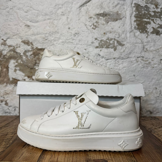 Louis Vuitton Time Out White Leather Sneaker Sz 5.5 (37.5) No Box