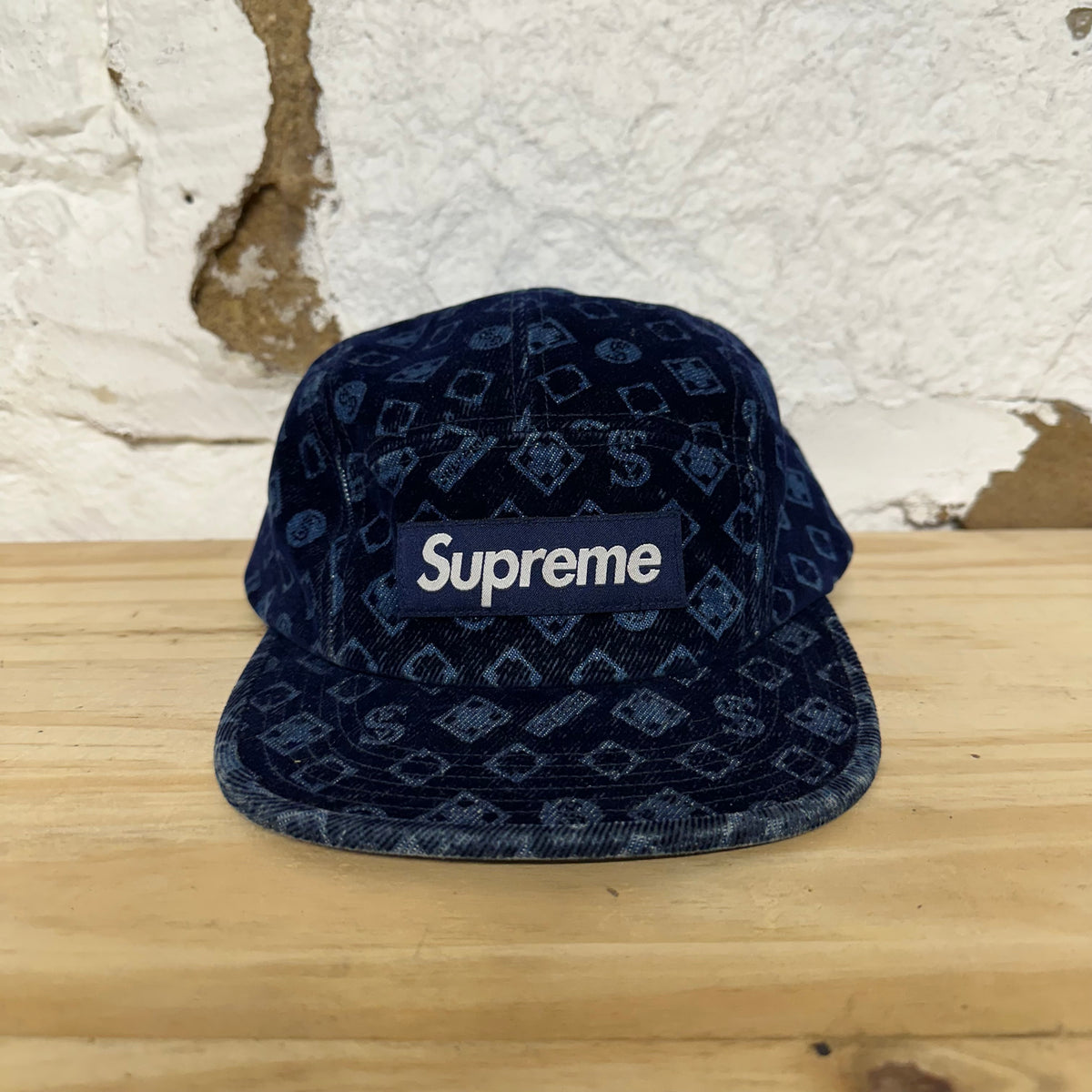 Supreme Flocked Denim Camp Hat