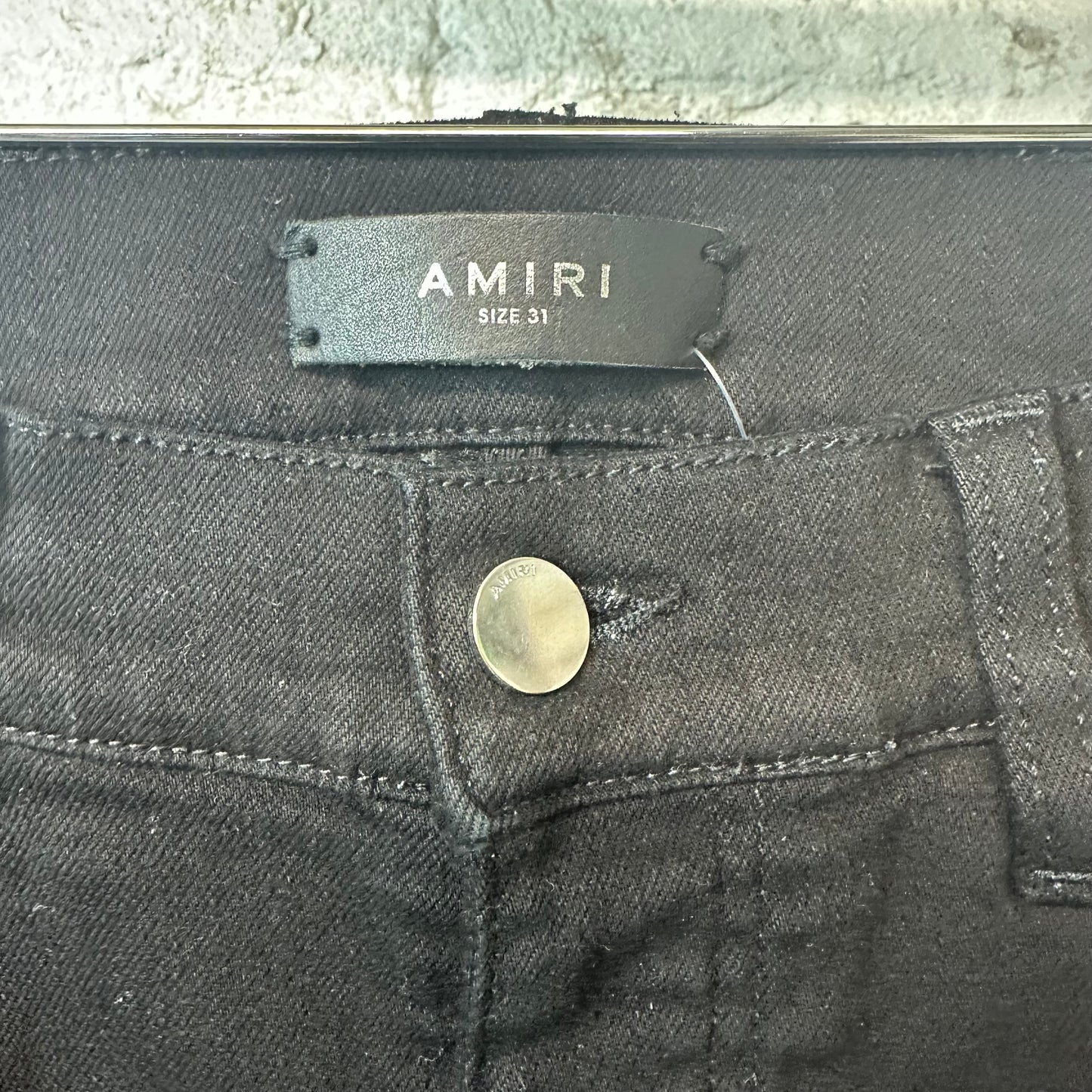 Amiri MX2 Green Brown Patch Black Denim Jeans Sz 31