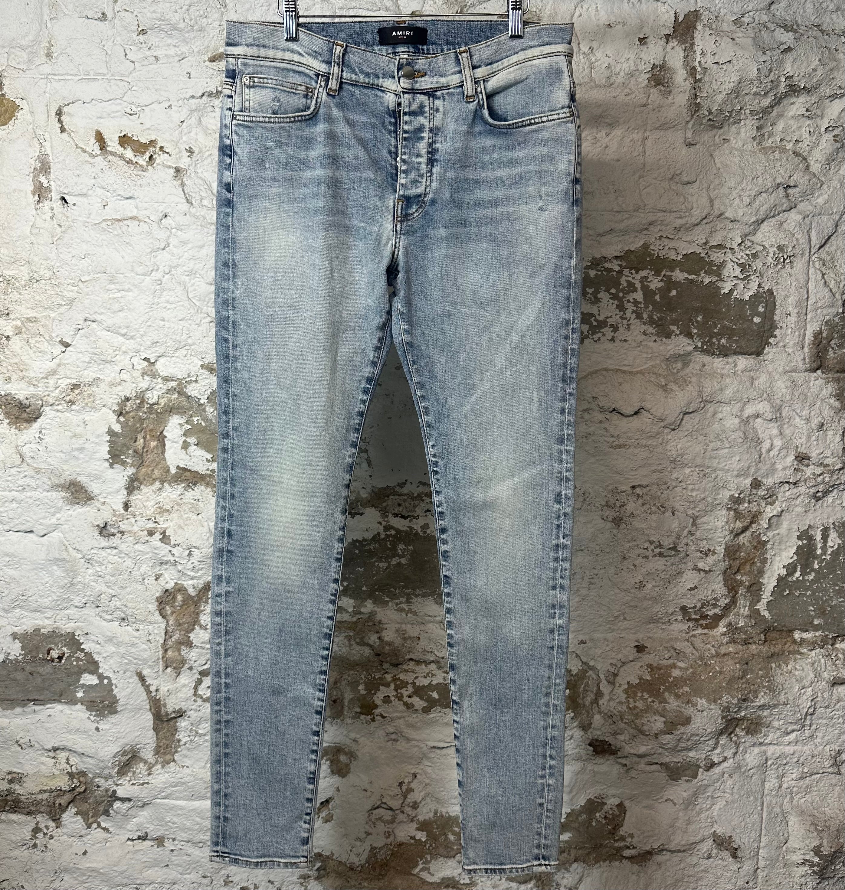 Amiri Plain Washed Blue Denim Jeans Sz 33