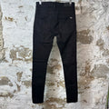 Amiri MX1 Black Leather Black Denim Jean Sz 29