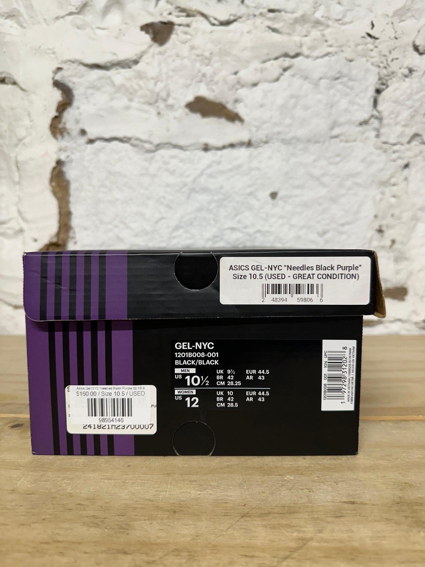 Asics Gel NYC Needles Black Purple Sz 10.5