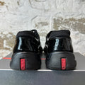 Prada Americas Cup Triple Black Patent Sneaker Sz 9