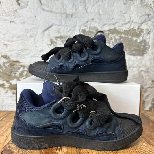Lanvin Curb Black Lace Navy Sneaker Sz 11 (44)