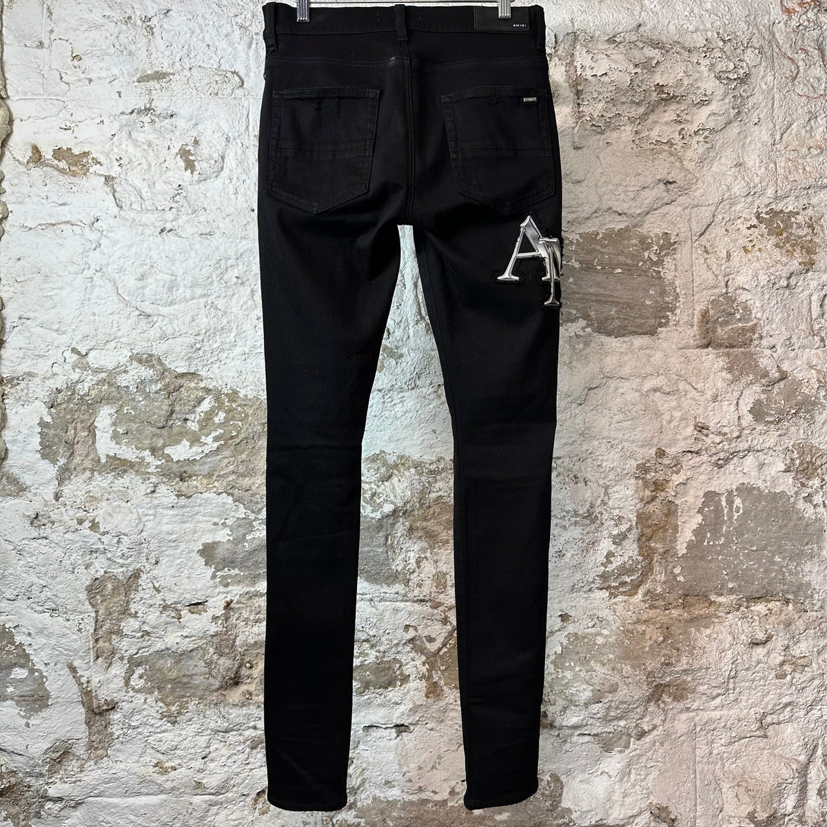 Amiri Chrome Stagger Black Denim Jeans Sz 30