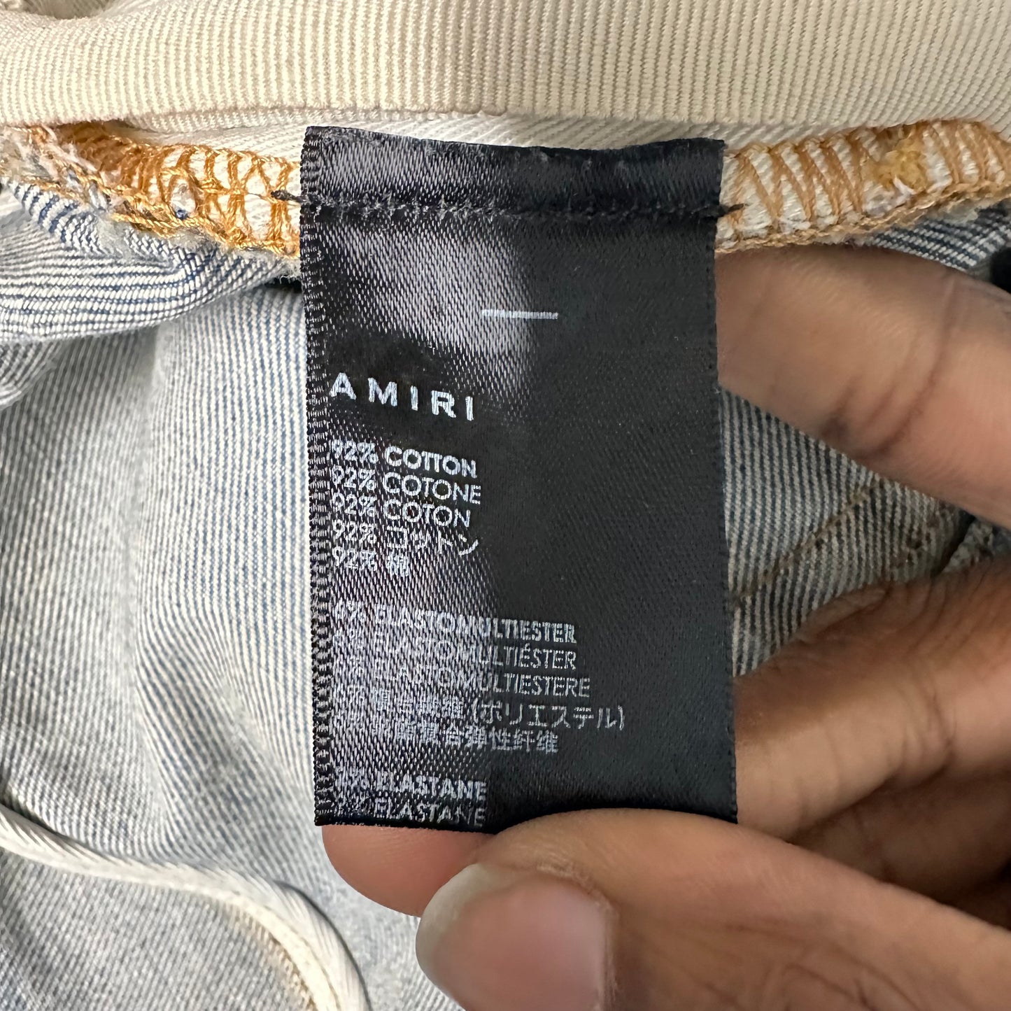 Amiri Black Paisley Spell Blue Denim Jeans Sz 31 (Tailored Short)