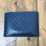 Gucci Navy Micro Embossed Bifold Wallet