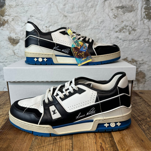 Louis Vuitton Upcycled Black White Blue Trainer Sz 10 (8.5LV) No Box