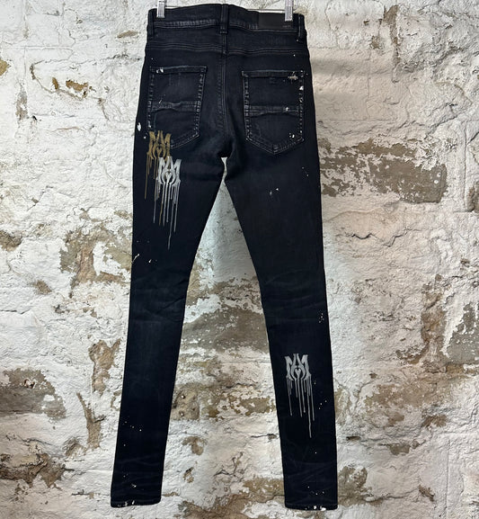 Amiri AM Drip Black Denim Jeans Sz 29